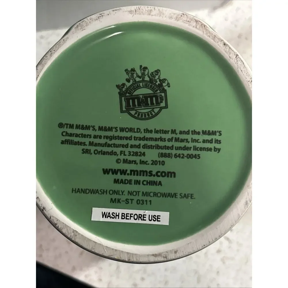 M&Ms Ceramic Green Jar 2010 Official Licensed Product 6.5 Inch